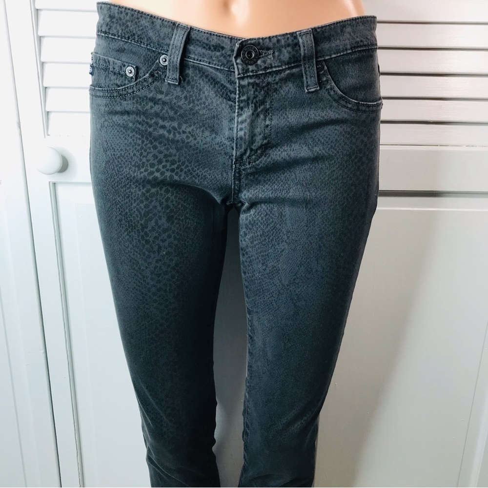 AG ADRIANO GOLDSCHMIED Faded Gray Snakeskin Print Skinny Jeans Size 27R - Picture 2 of 12